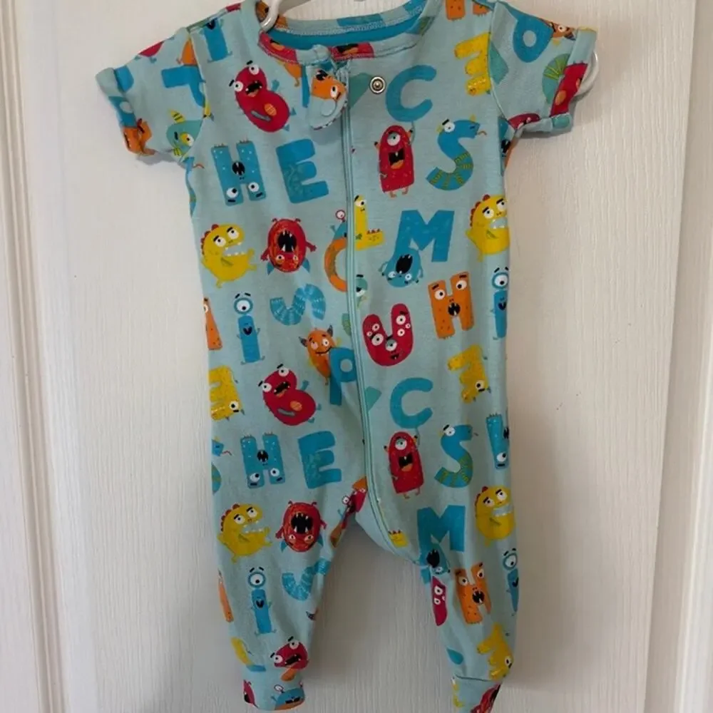 0-3 month short sleeve alphabet romper